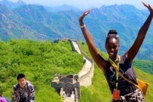 Juanita posing along the Great Wall of China