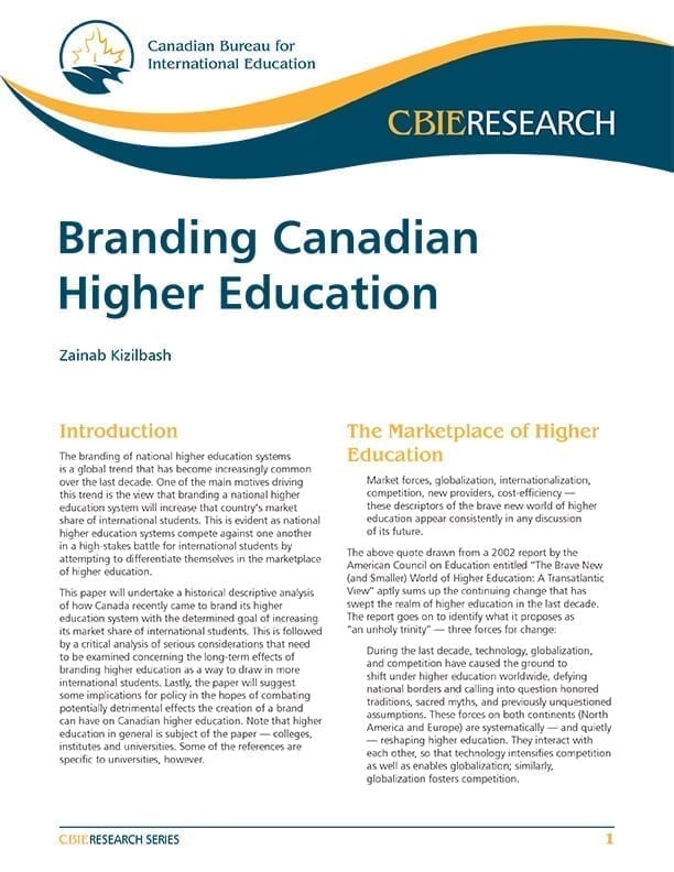 Branding Canadian Higher Education