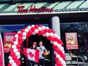 Canadian students at Tim Hortons in Manchester, England