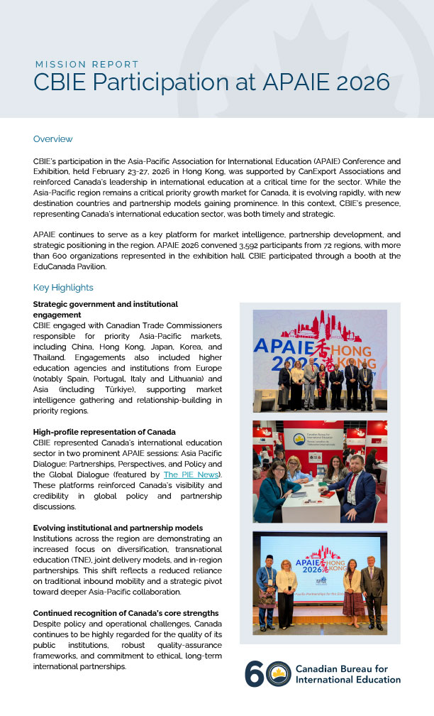 Mission Report: CBIE Participation at APAIE 2026